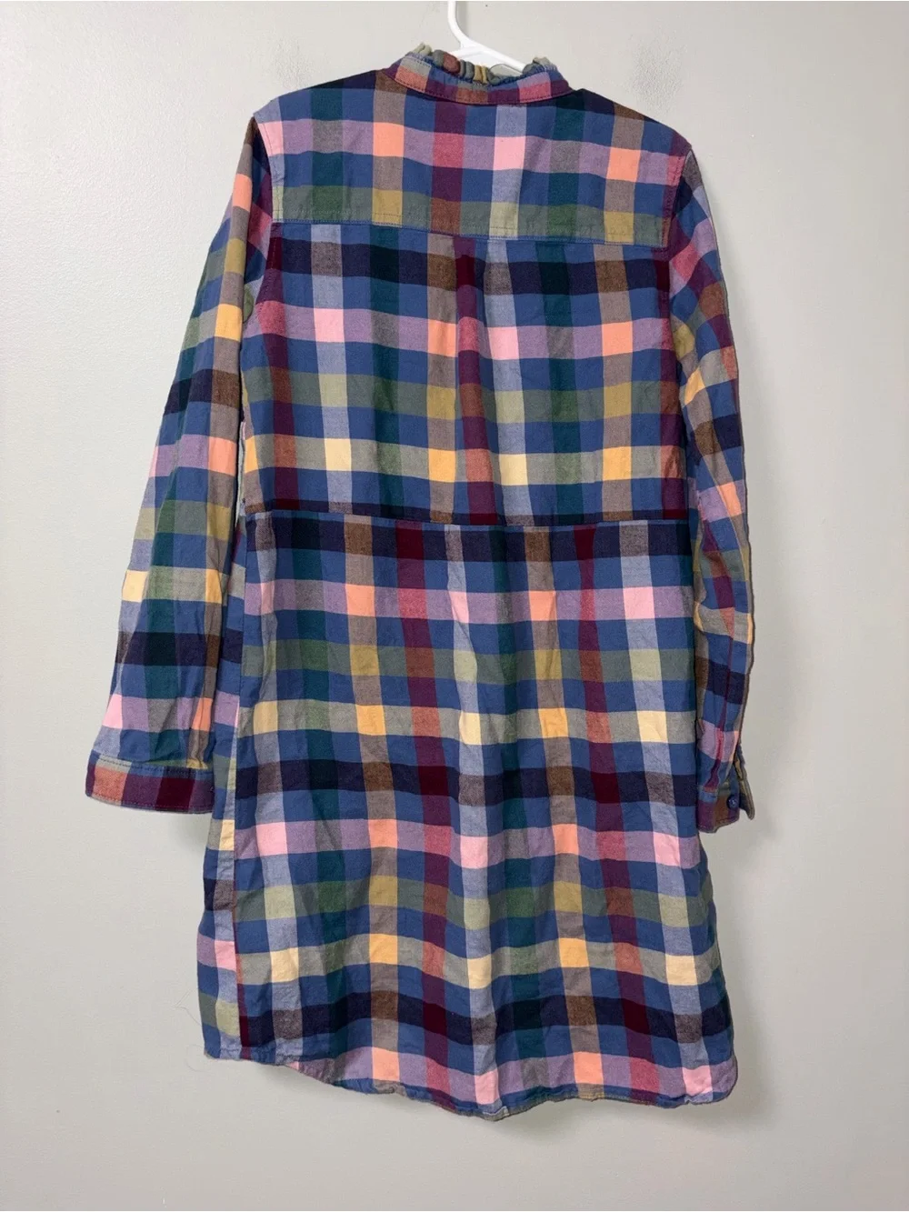 Gap Rainbow Plaid Long Sleeve Button Up Shirt Dress Girls M 7/8‎